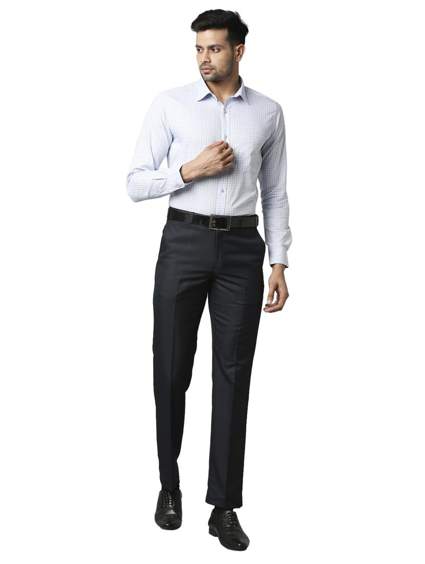 dark-blue solid formal trouser - 18291884 - Standard Image - 3
