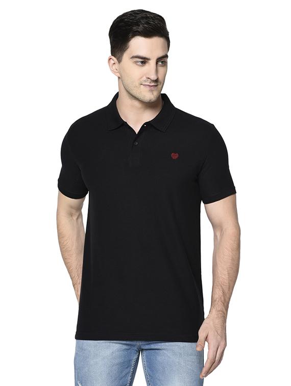 black solid polo t-shirt  - 18292442 -  Zoom Image - 0