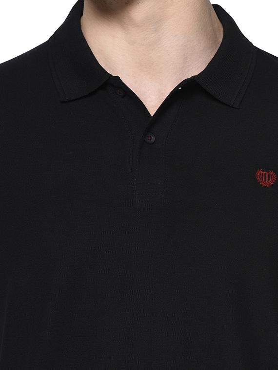 black solid polo t-shirt - 18292442 - Standard Image - 3