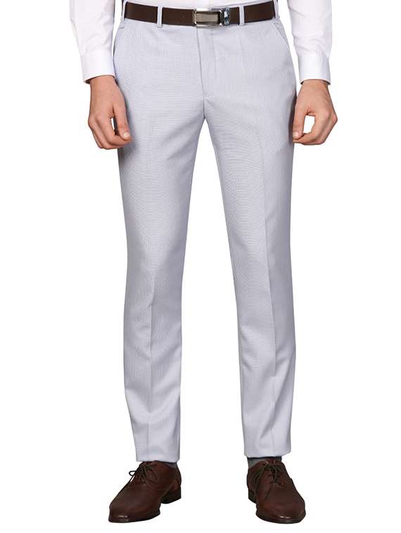 light-blue solid formal trouser - 18292475 -  Zoom Image - 0