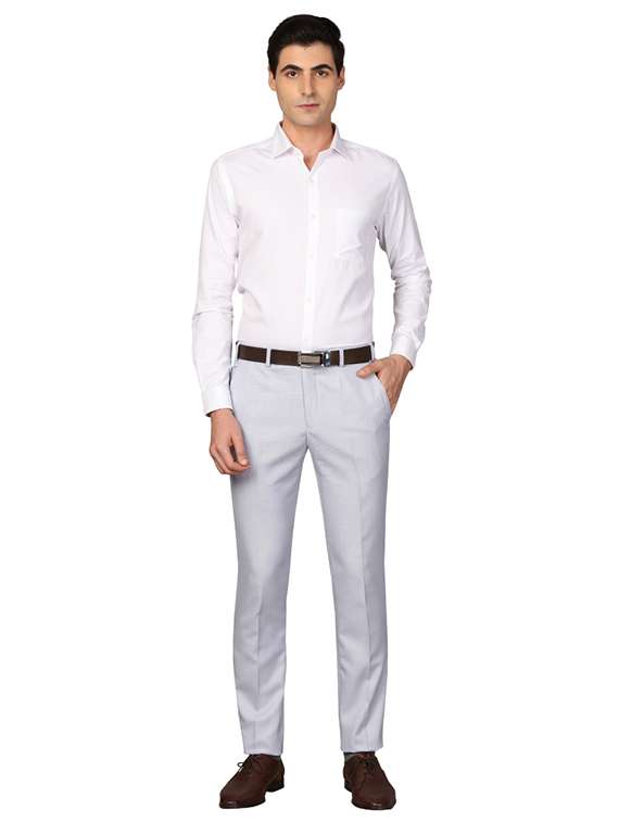 light-blue solid formal trouser - 18292475 - Standard Image - 3