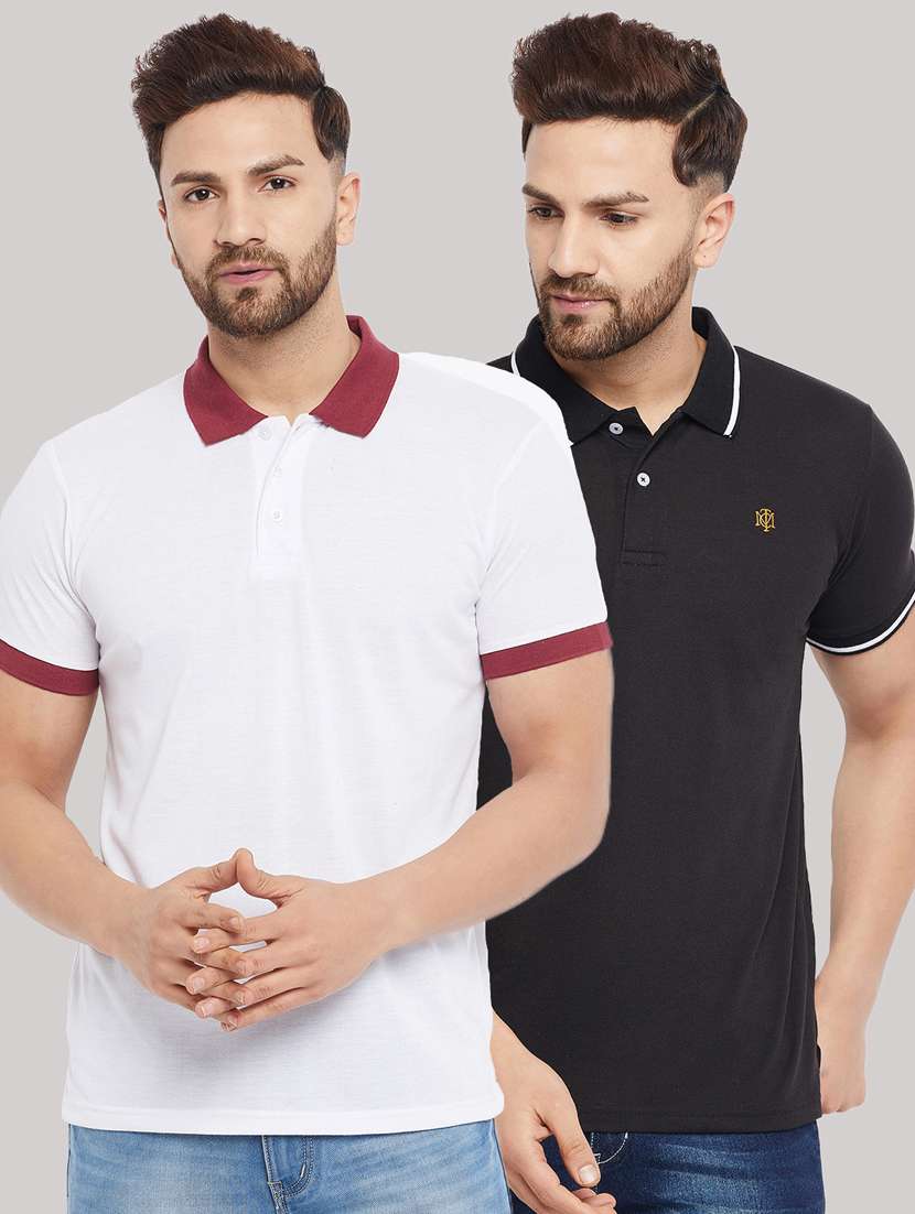 set of 2 multicolored solid polo t-shirt
