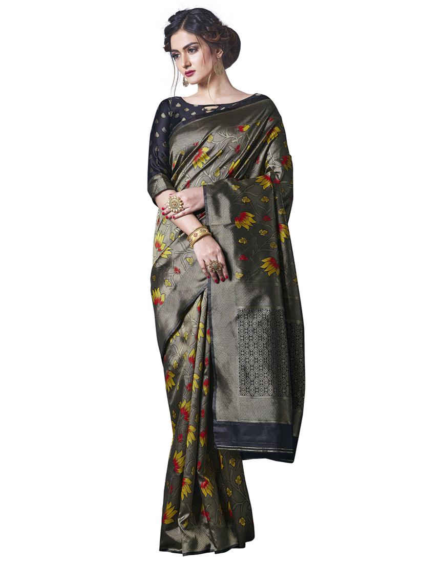 grey paithani saree with blouse - 18293252 - Zoom Image - 0