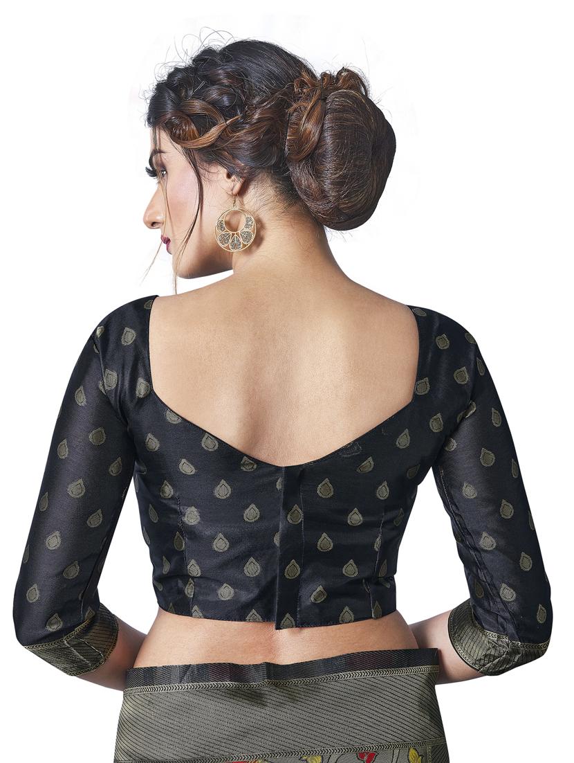 grey paithani saree with blouse - 18293252 - Standard Image - 3