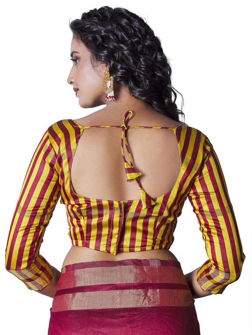maroon silk blend banarasi saree with blouse - 18293272 - Standard Image - 3