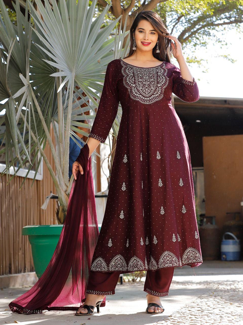 rayon suit dupatta set - 18293612 - Zoom Image - 0