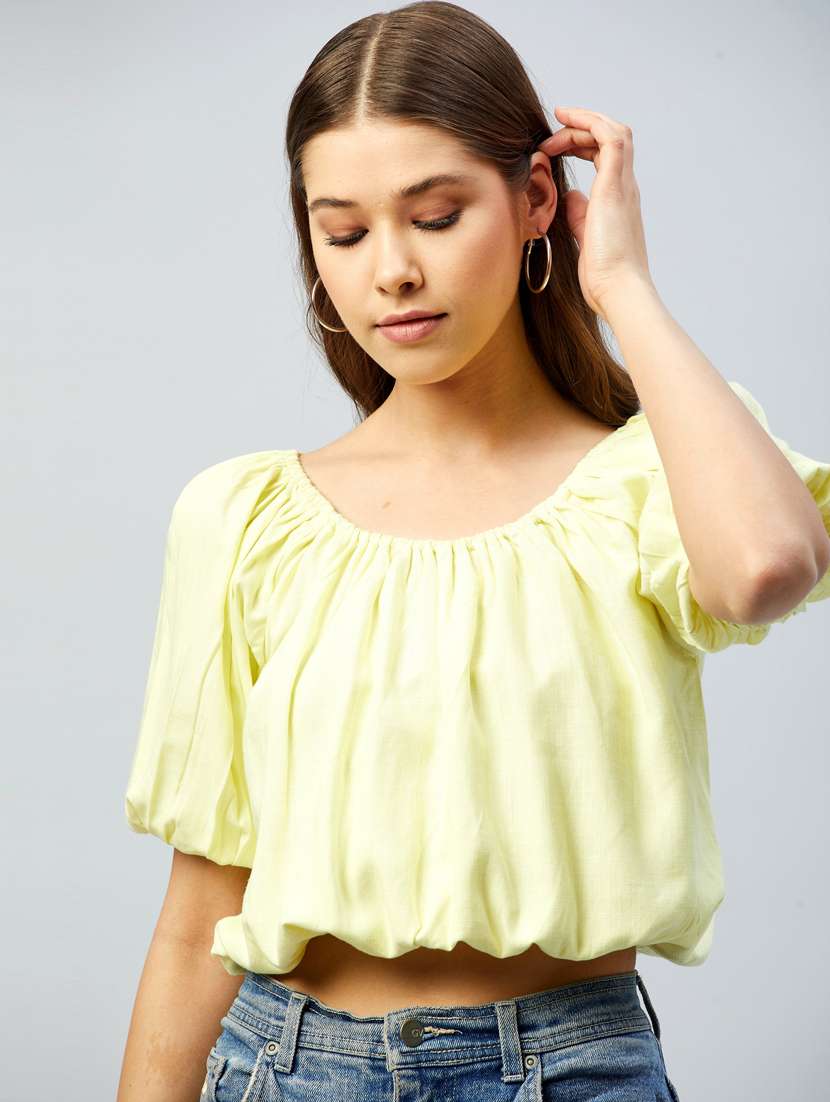 women's crop round neck top - 18293739 -  Standard Image - 3