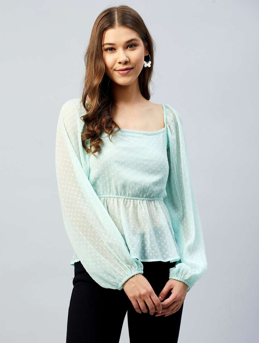 square neck solid peplum top