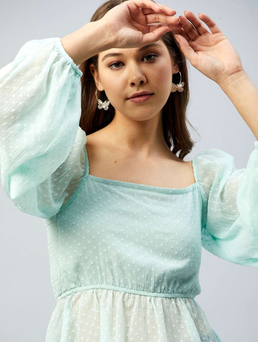 square neck solid peplum top - 18293740 -  Standard Image - 3