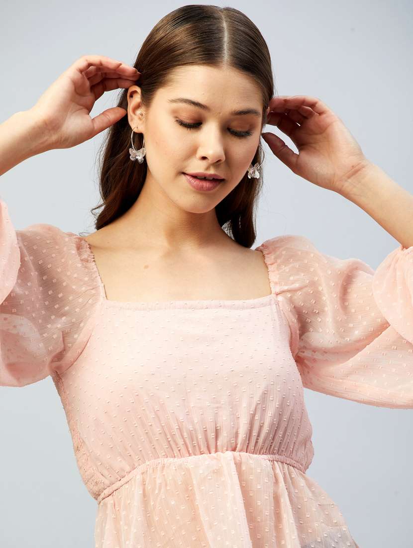 square neck solid peplum top - 18293741 -  Standard Image - 3