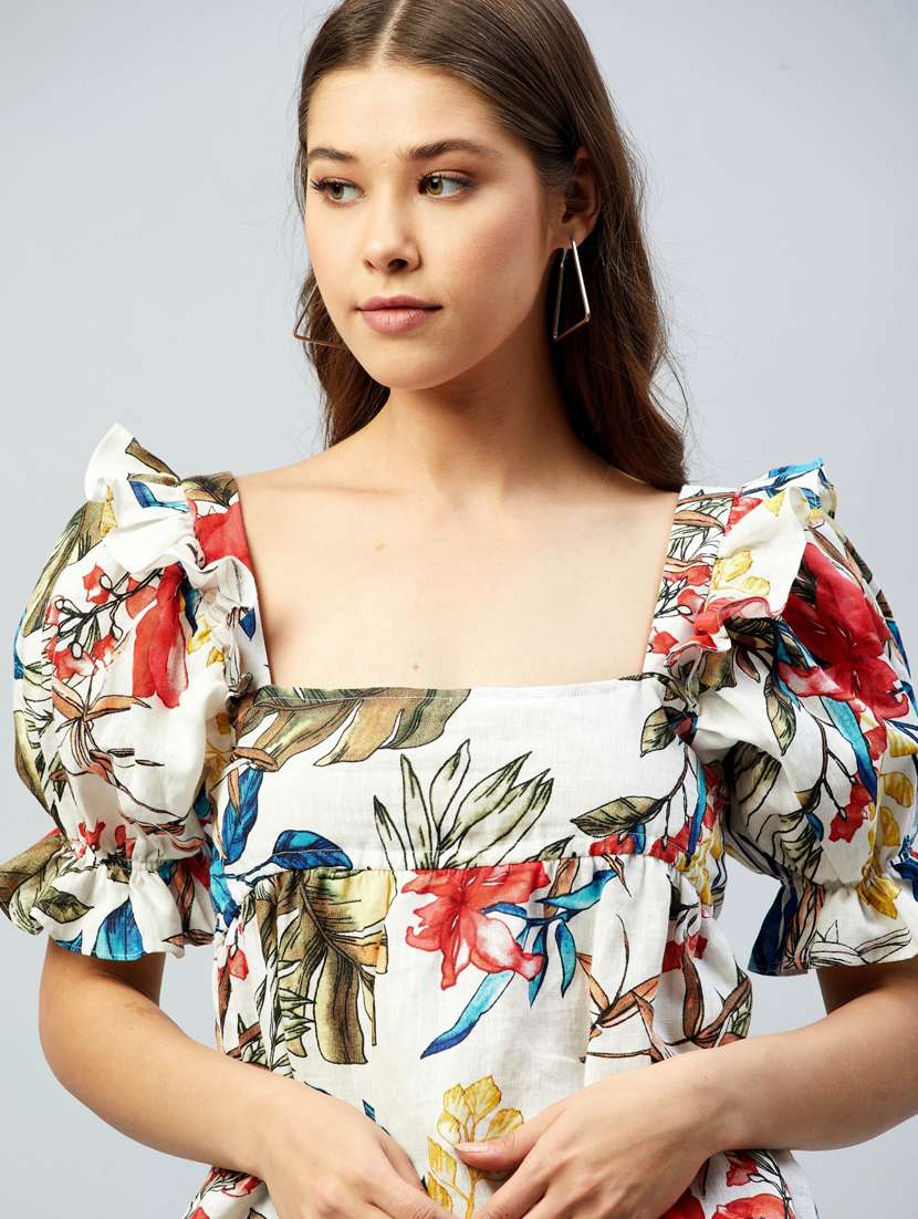 square neck floral top - 18293742 -  Standard Image - 3