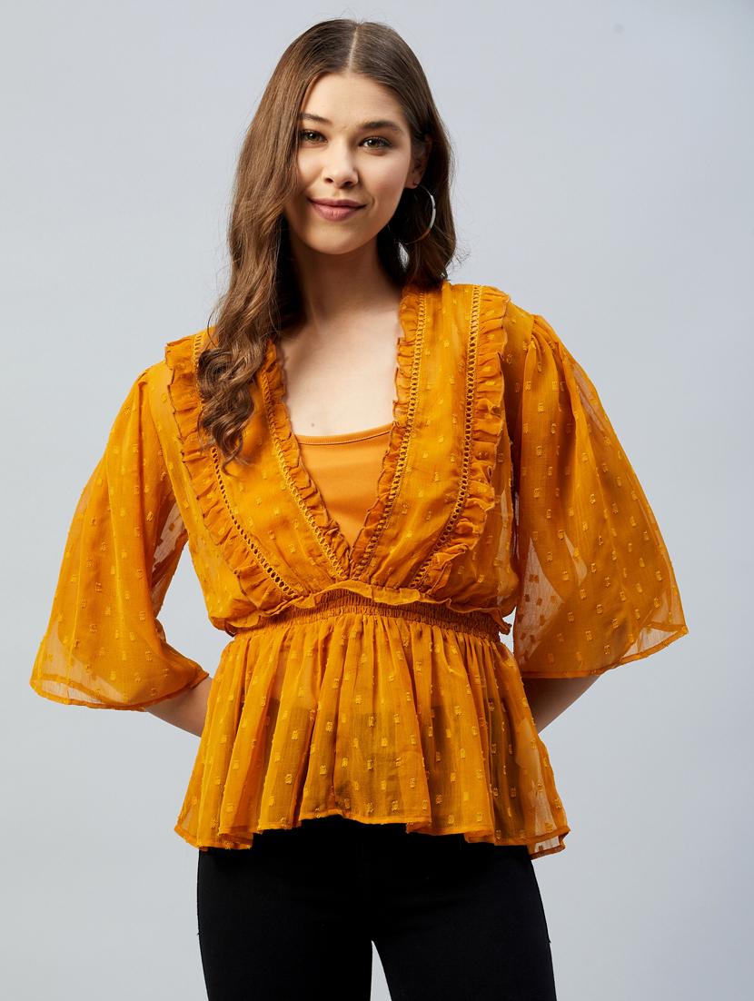 frill detail peplum top - 18293745 -  Zoom Image - 0