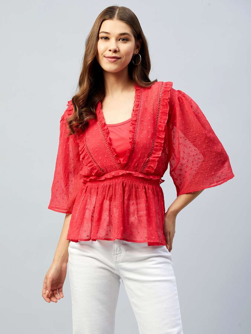 women's peplum v neck top