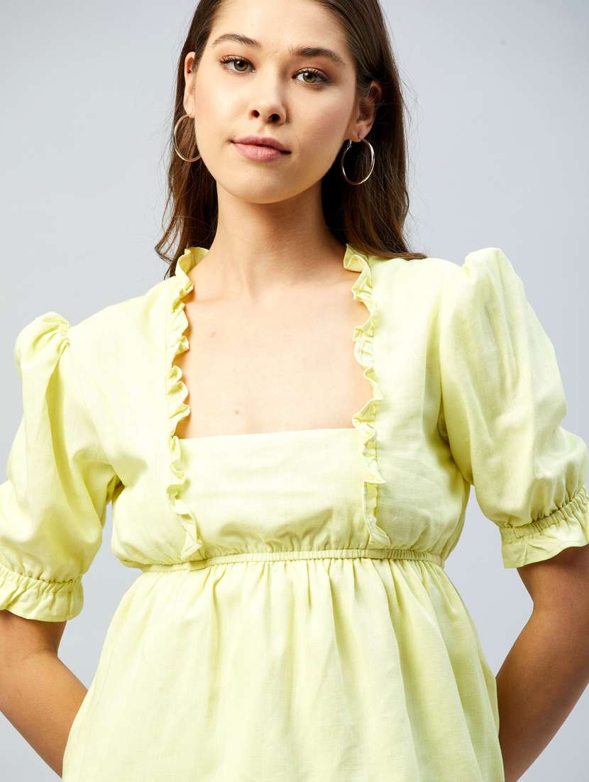 square neck solid peplum top - 18293749 -  Standard Image - 3