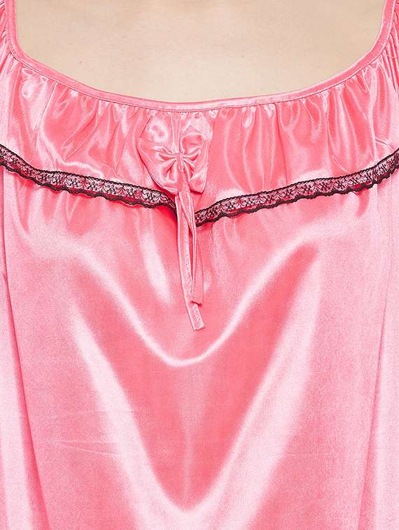 women solid pink nighty - 18294239 - Standard Image - 3