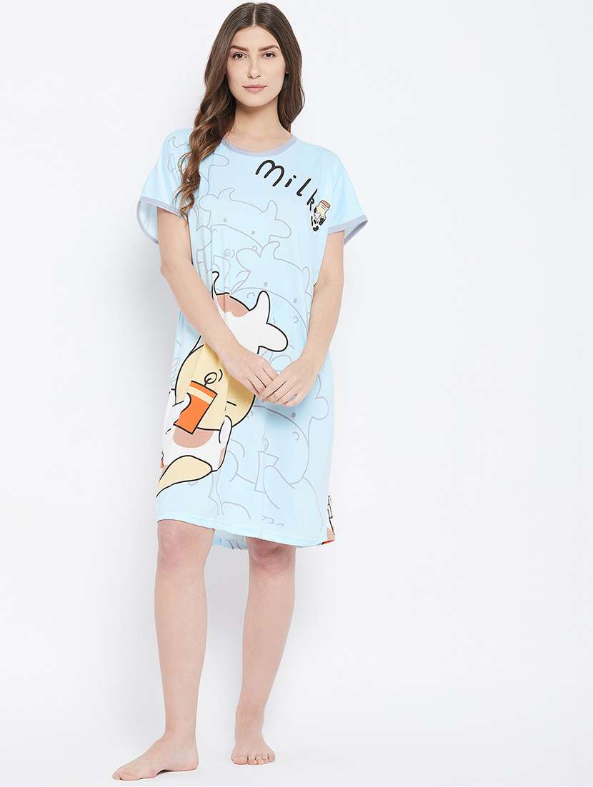 round neck printed sleepshirts - 18294275 - Standard Image - 3