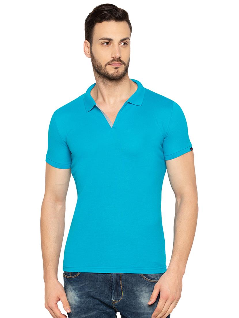 turquoise solid polo t-shirt - 18294282 -  Zoom Image - 0