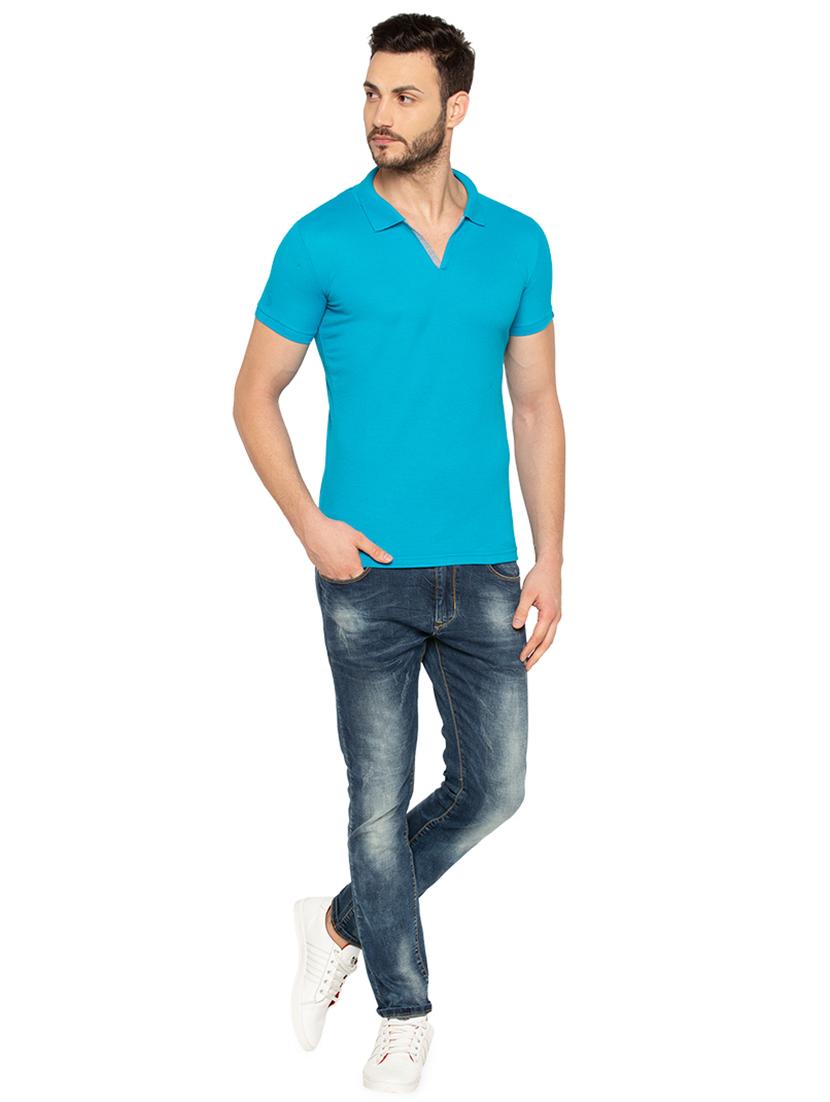 turquoise solid polo t-shirt - 18294282 - Standard Image - 3