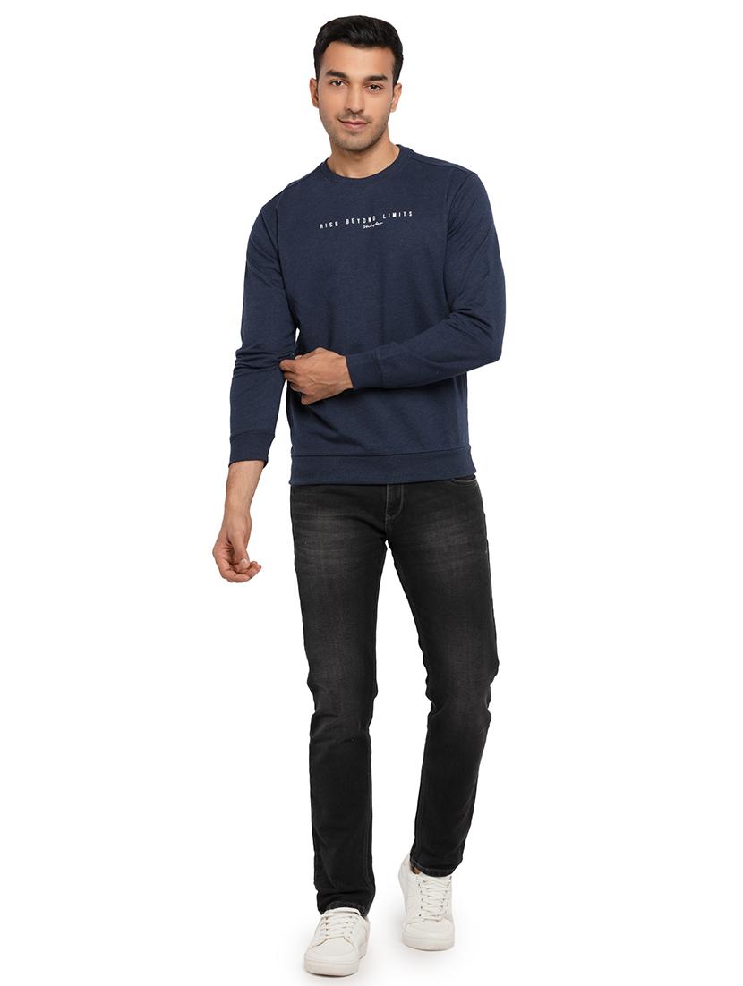 navy-blue chest-printed t-shirt - 18294292 - Standard Image - 3