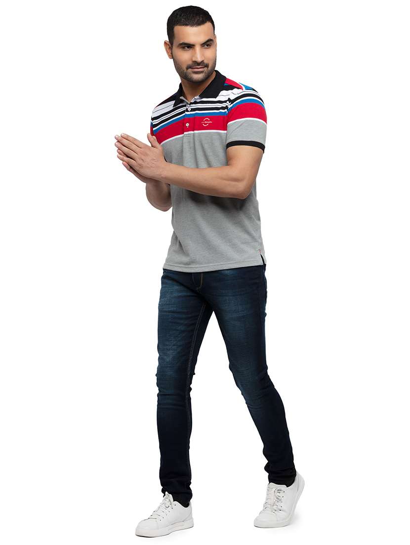 grey striped polo t-shirt - 18294294 - Standard Image - 3