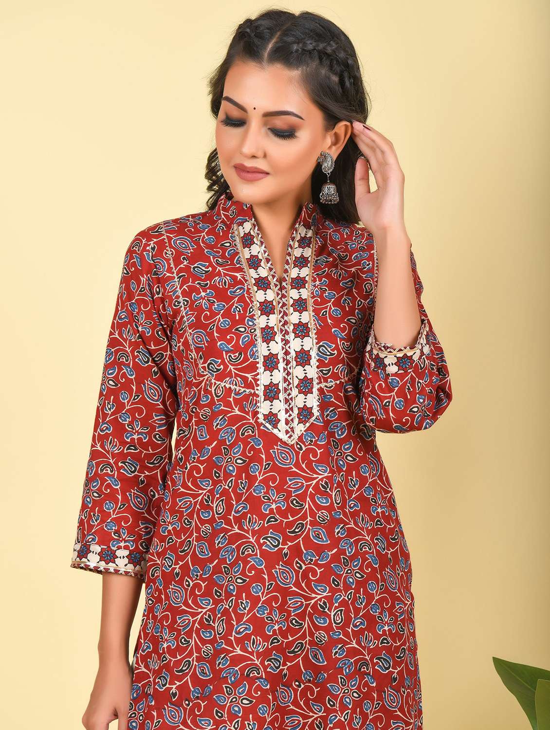 women three quarter sleeve kurta palazzo with dupatta set - 18294465 -  Standard Image - 3