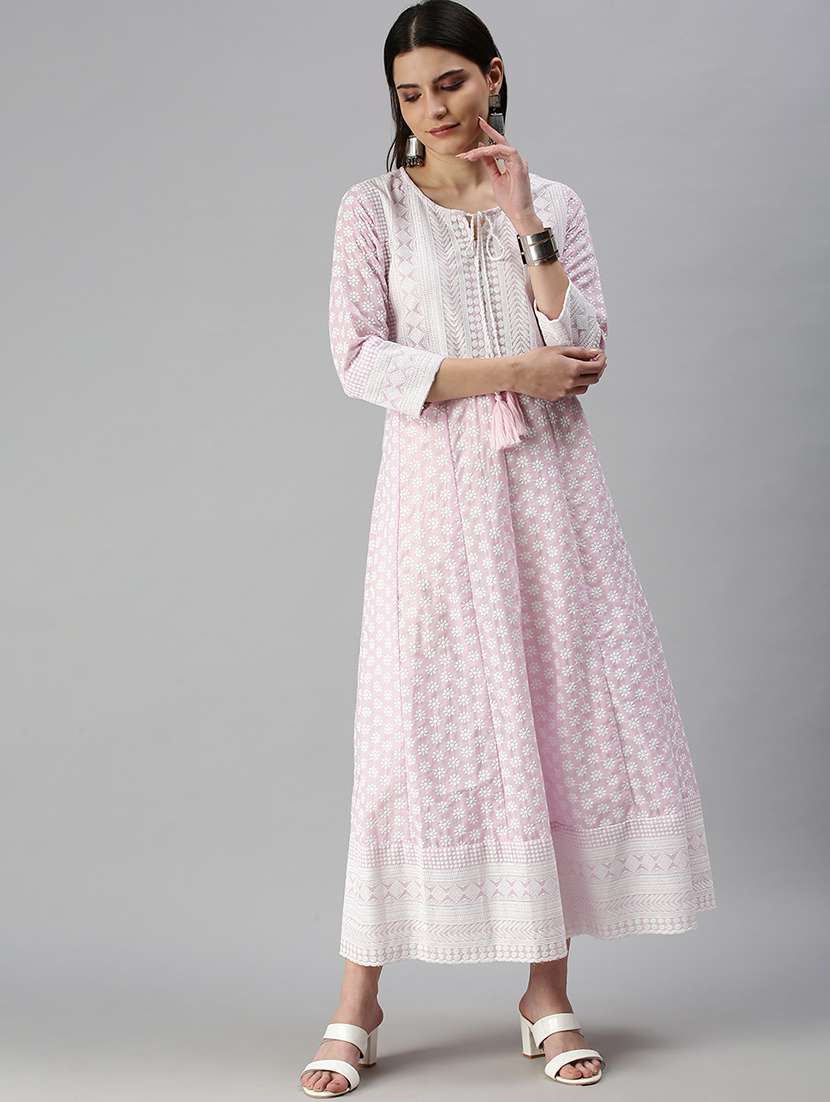 Buy online Pink Linen Anarkali Kurta 
