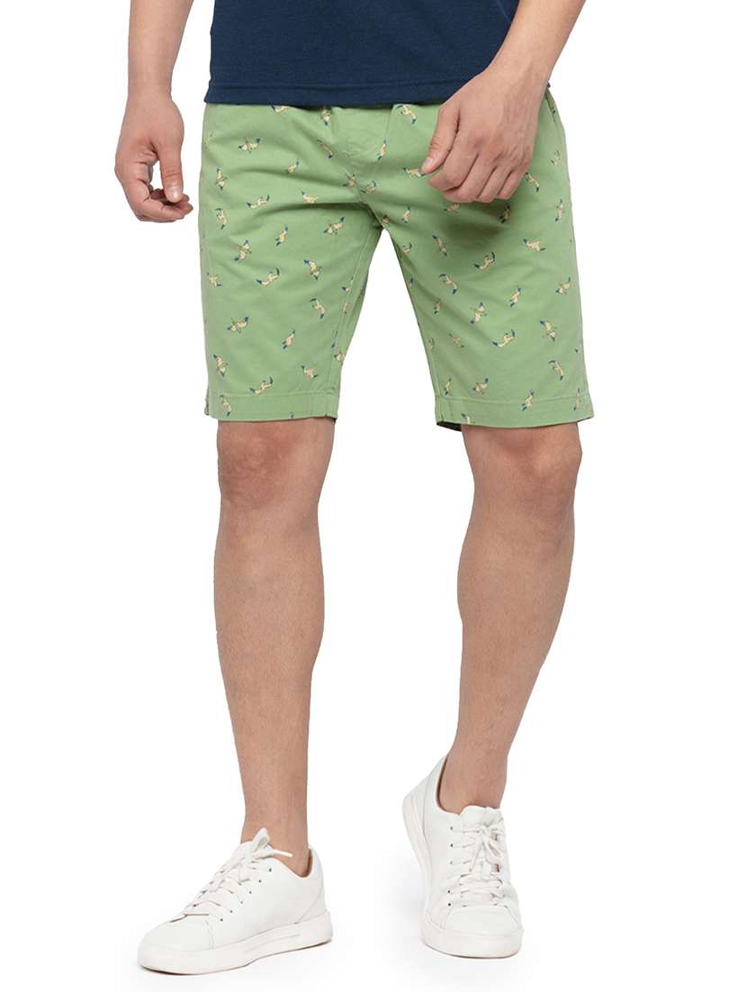 green printed short