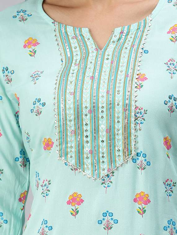 women floral notch neck kurta pant set with dupatta - 18294875 -  Standard Image - 3