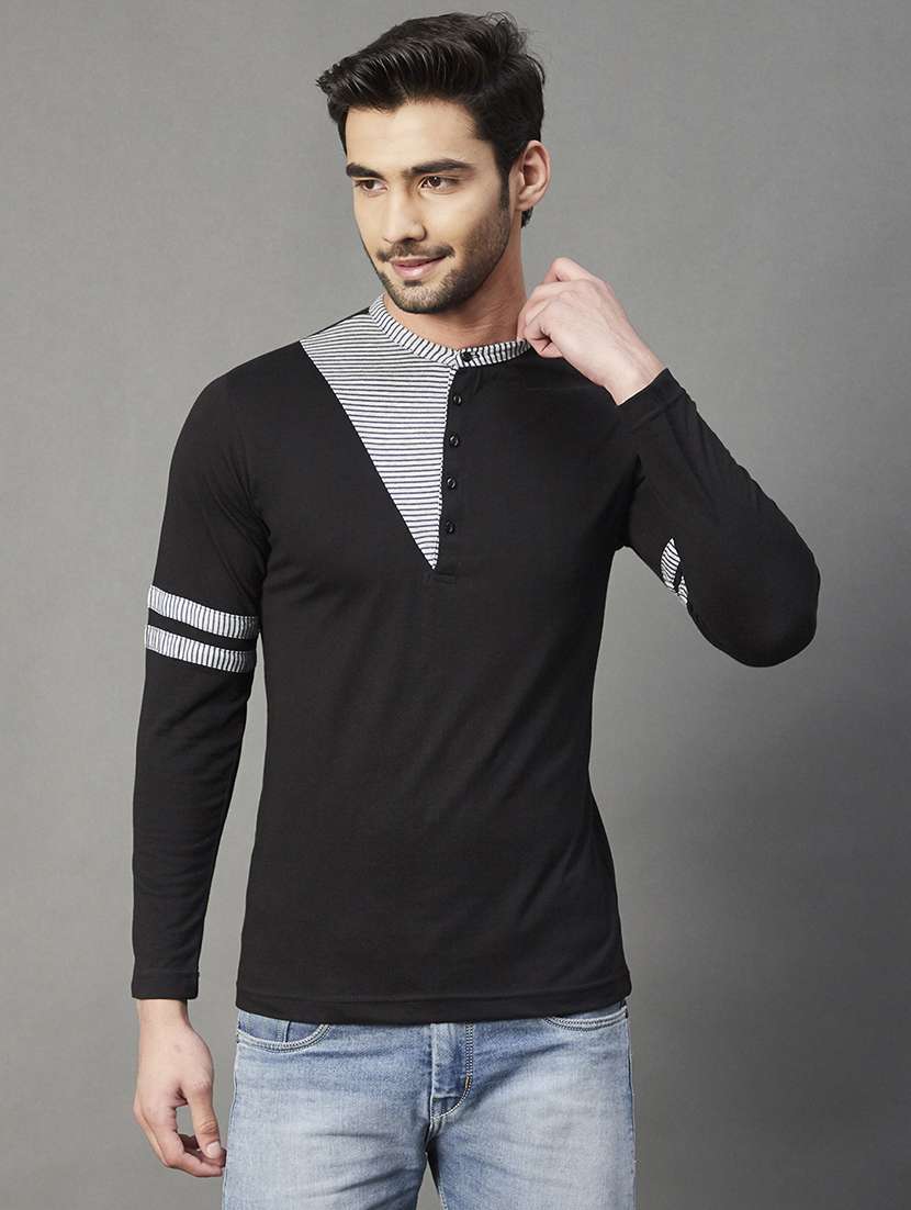 men long sleeved color block t-shirt