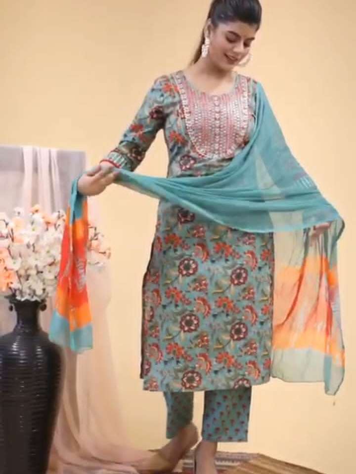 cotton kurta with pant and dupatta  - 18297688 -  Zoom Image - 0