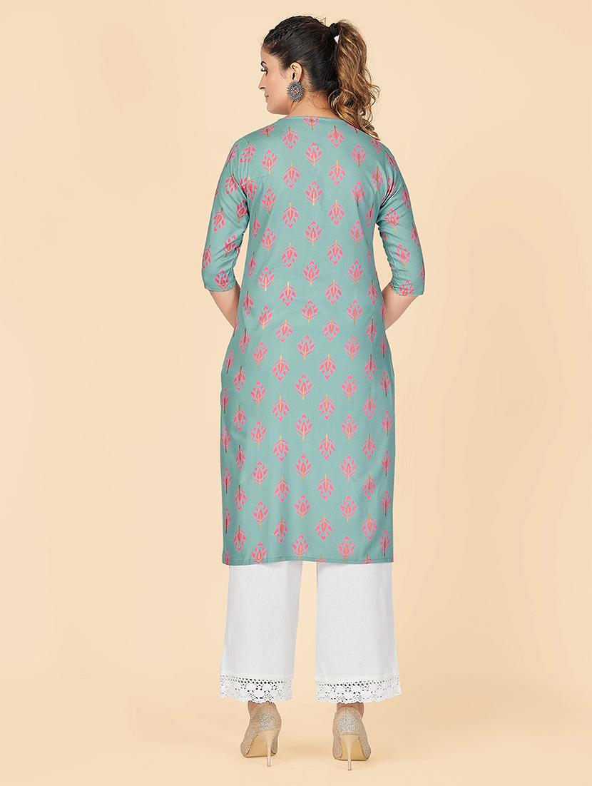 printed straight kurta - 18298339 - Standard Image - 3