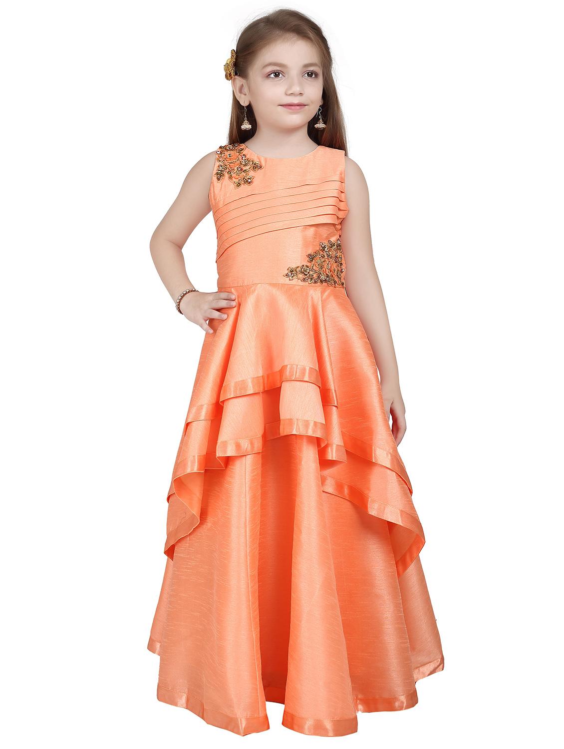 orange silk blend party gown - 18298582 - Zoom Image - 0