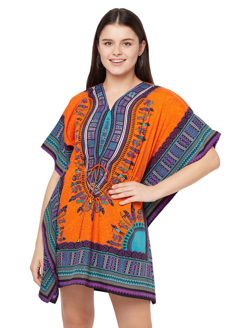 v-neck printed kaftan dress - 18298854 -  Zoom Image - 0