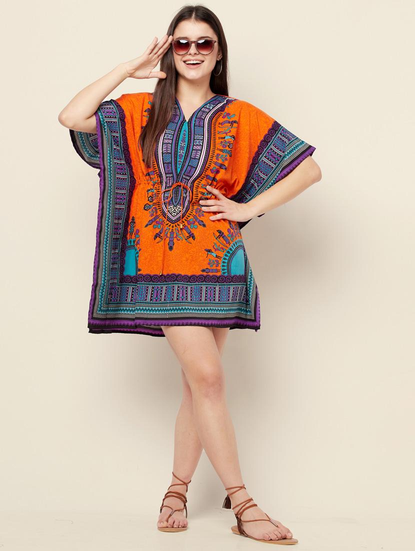 v-neck printed kaftan dress - 18298854 - Standard Image - 3
