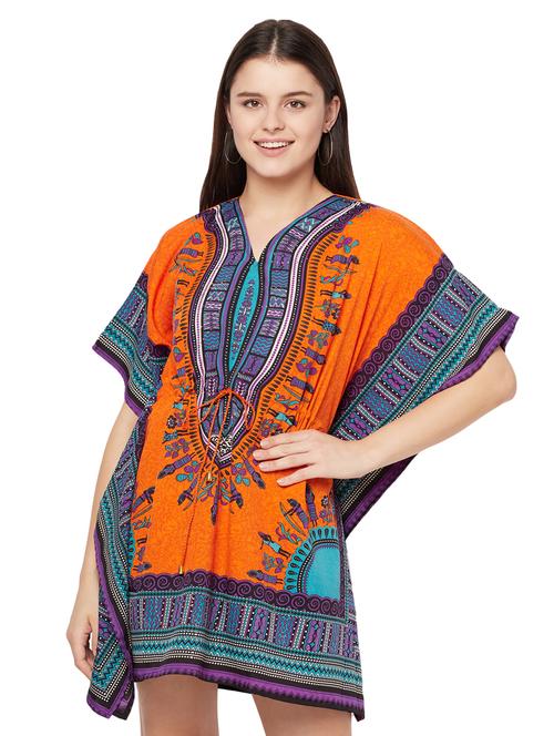 v-neck printed kaftan dress - 18298855 - Standard Image - 0