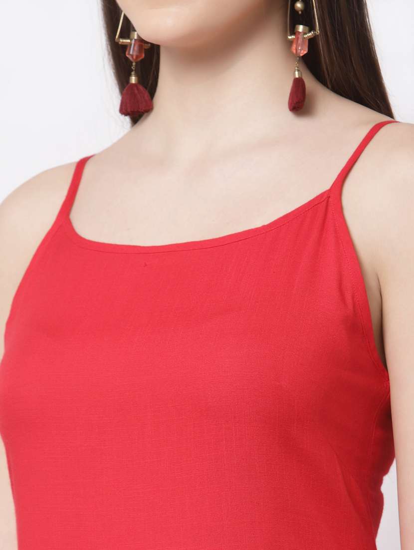 red kurta palazzo set with dupatta - 18299465 -  Standard Image - 5