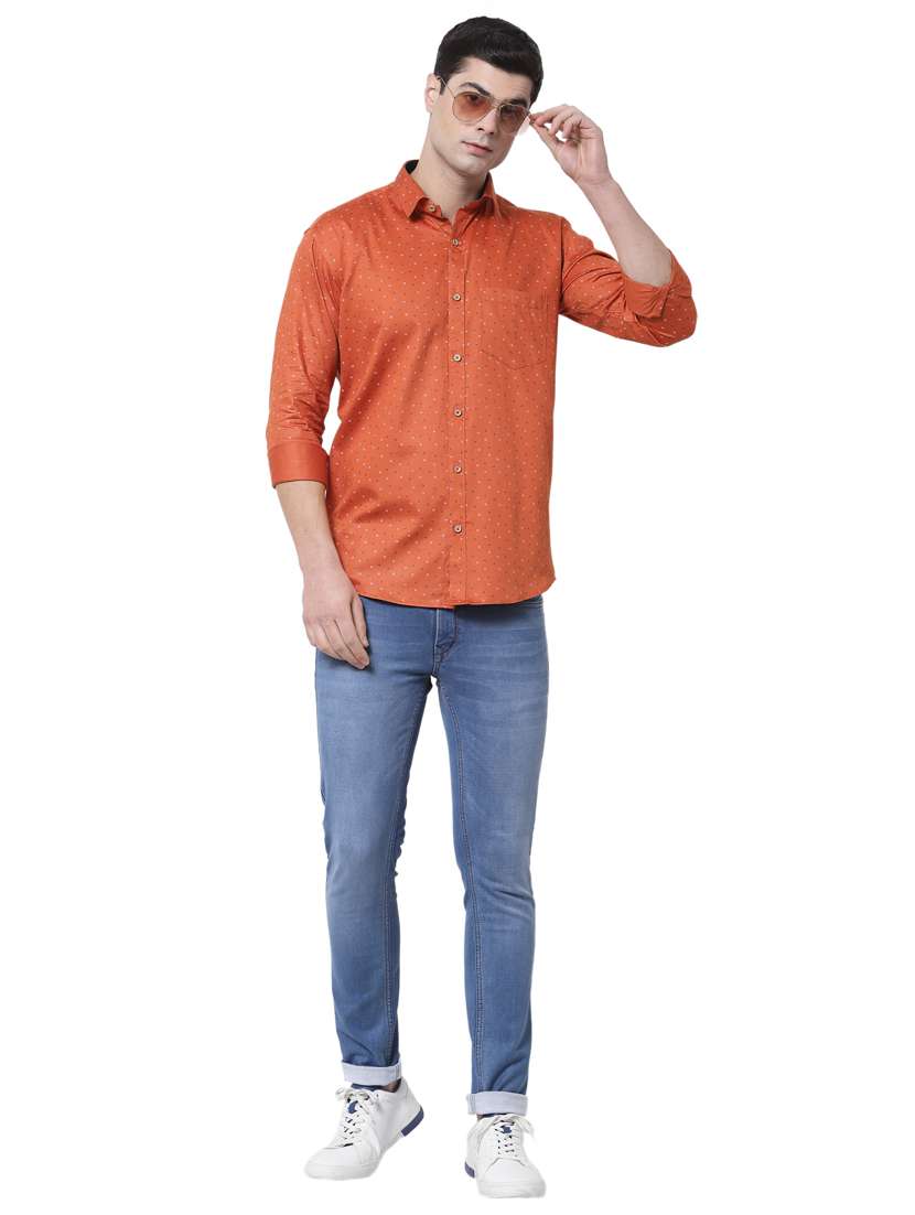 orange printed casual shirt - 18299757 - Standard Image - 3