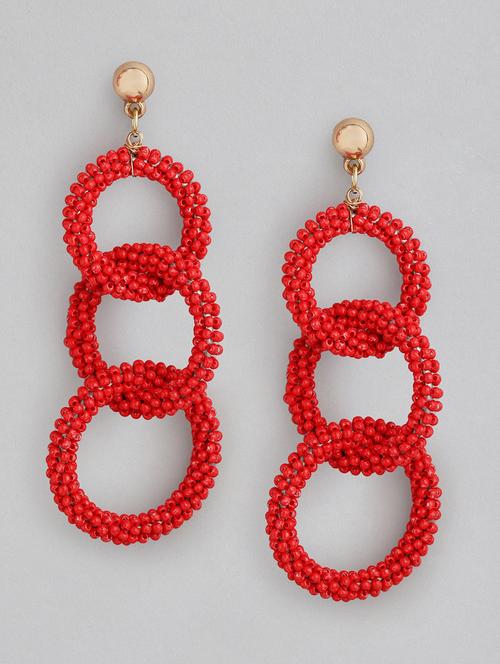 red metal drop earring - 18299785 - Standard Image - 0