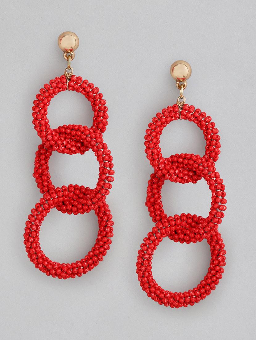 red metal drop earring - 18299785 - Zoom Image - 0