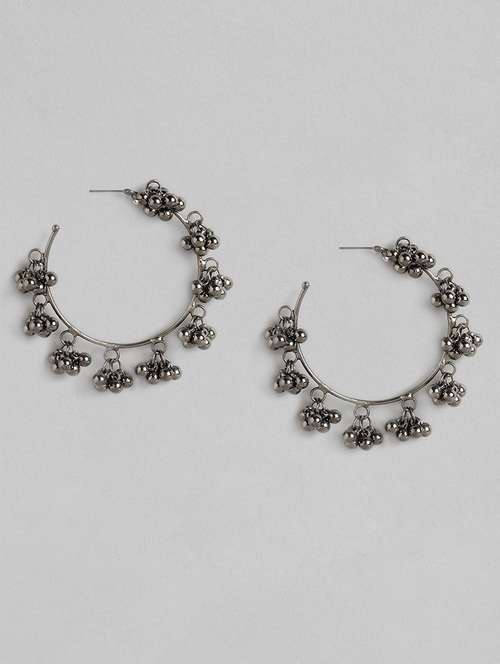 silver metal hoop earring - 18299794 - Standard Image - 0