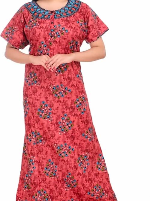 red cotton nightwear set - 18300169 - Standard Image - 0