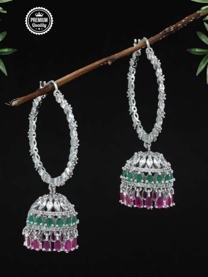 silver plated, american diamond studded, bell - 18300423 - Zoom Image - 0