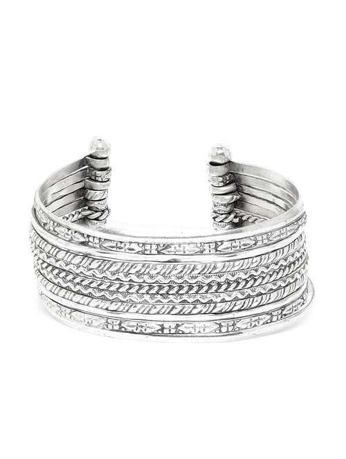 silver metal cuffs bracelet - 18300607 - Standard Image - 0