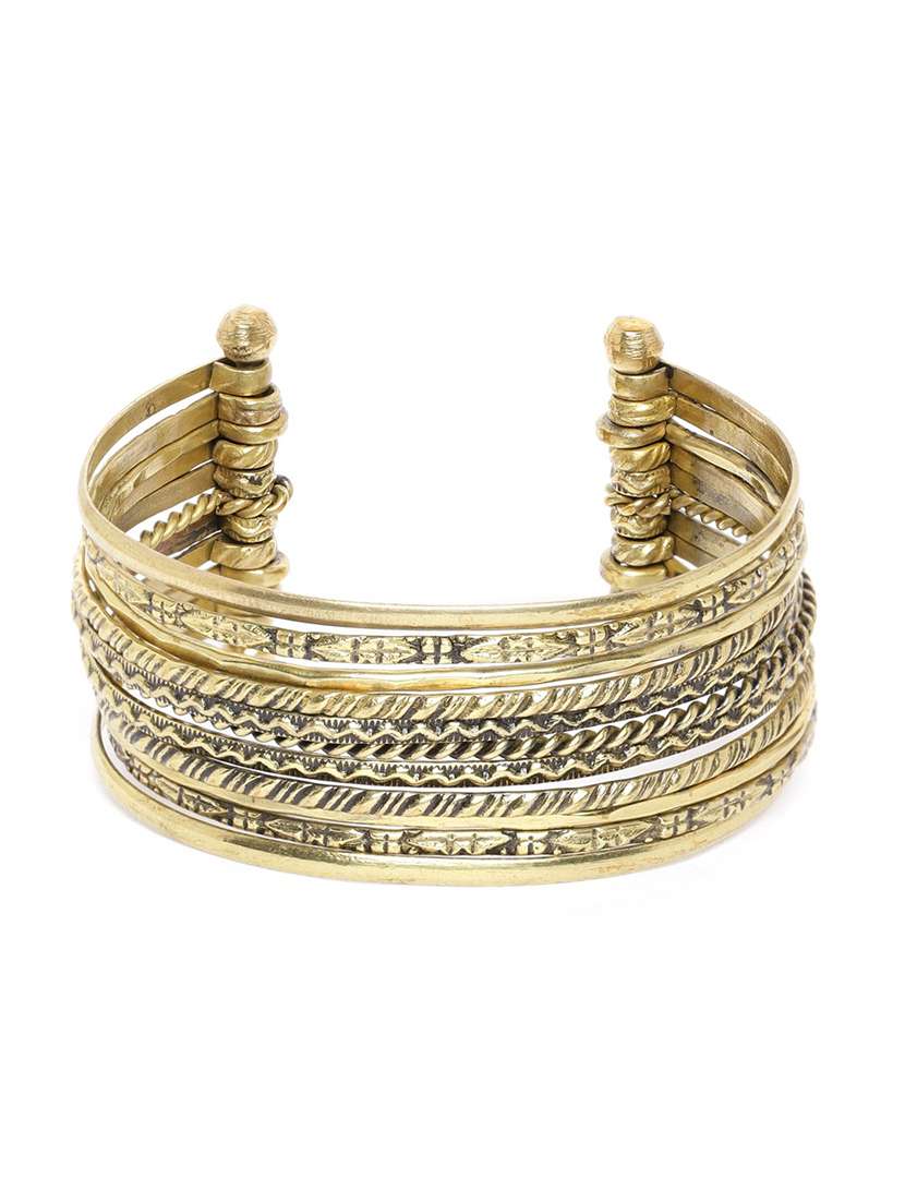 gold brass cuffs bracelet - 18300614 -  Zoom Image - 0