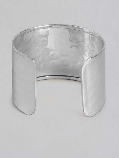 silver metal cuffs bracelet - 18300633 - Standard Image - 0