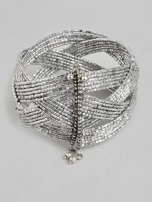 silver metal cuffs bracelet - 18300639 -  Standard Image - 0