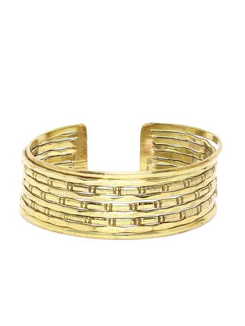gold brass cuffs bracelet - 18300640 - Standard Image - 0