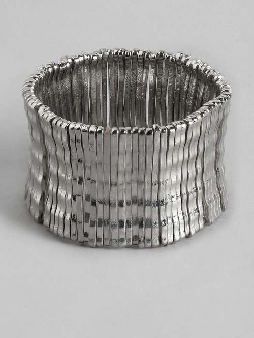 silver metal bangle bracelet - 18300675 - Standard Image - 0