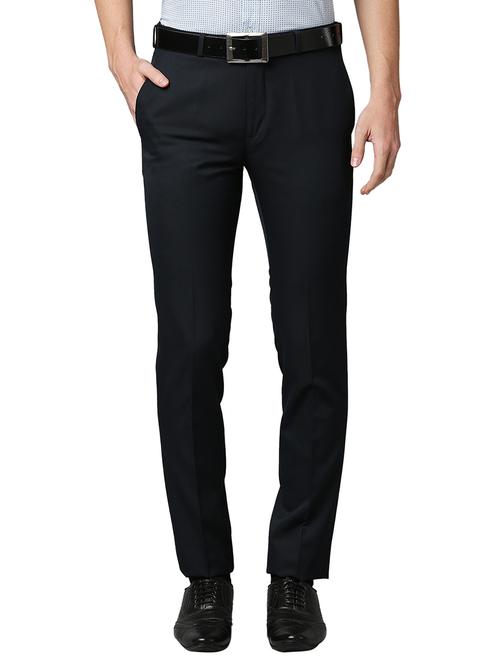 navy-blue solid formal trouser - 18300926 -  Standard Image - 0