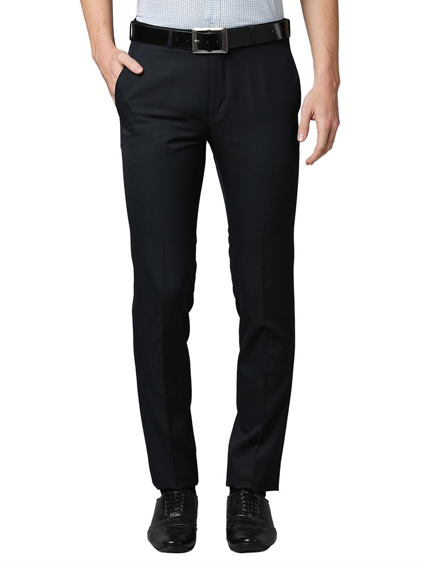 navy-blue solid formal trouser - 18300926 -  Zoom Image - 0